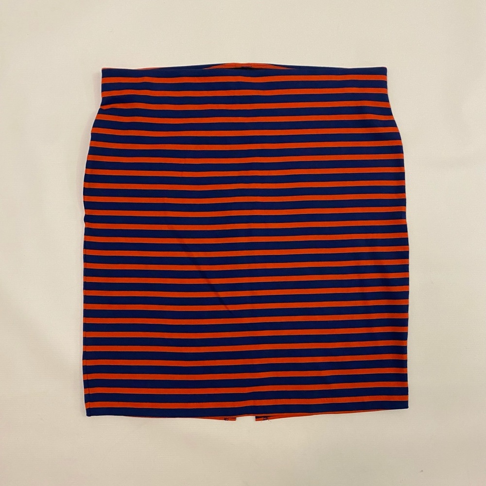 Red & Navy Striped Skirt